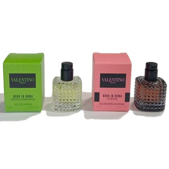 Valentino Other - Valentino 2pc Donna Born in Roma Green Stravaganza & Intense Perfume Travel 6ml